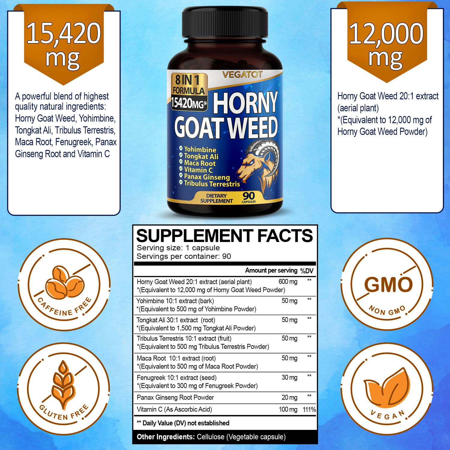 8 IN 1 High Strength Horny Goat Weed 15420 Mg Concentrated Extract With