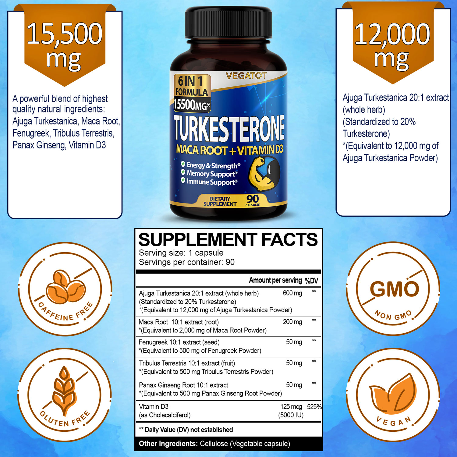6 IN 1 High Strength Turkesterone 15500 mg Concentrated Extract with