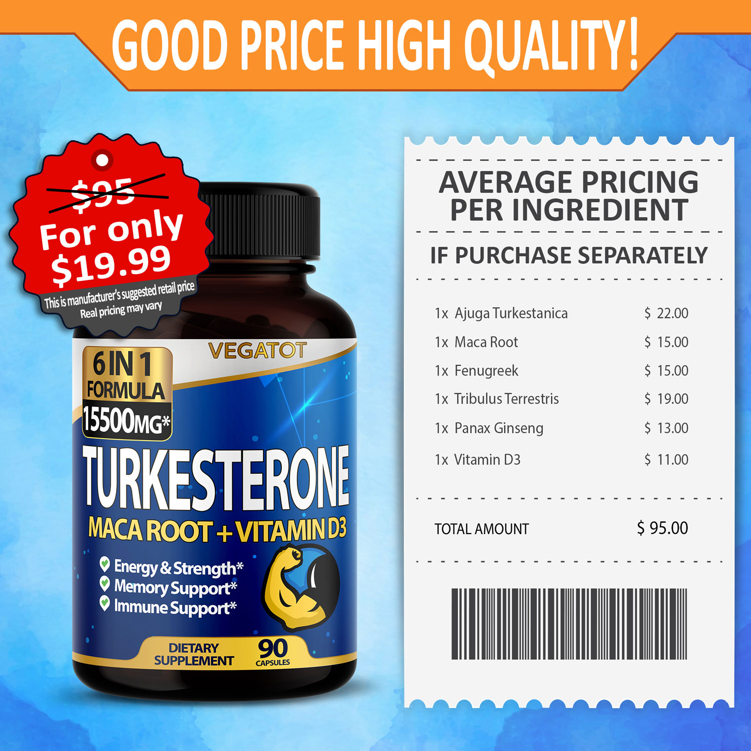 6 IN 1 High Strength Turkesterone 15500 mg Concentrated Extract with