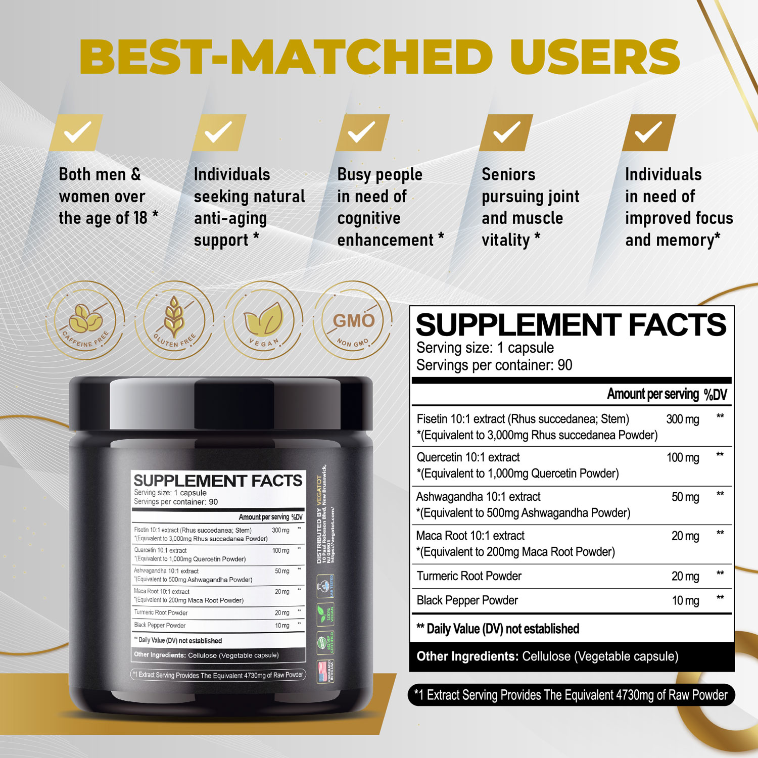 6 in 1 Fisetin 4730mg High Purity 98 (Similar to Apigenin Luteolin